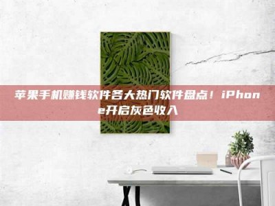诸暨苹果手机赚钱软件各大热门软件盘点！iPhone开启灰色收入